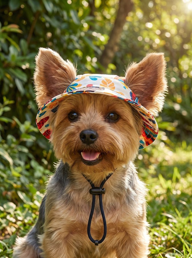 Dog bucket hat in the tropical print