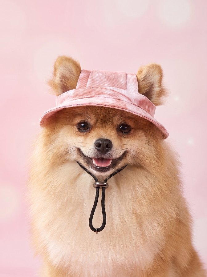 Dog bucket hat in pink tie-dye