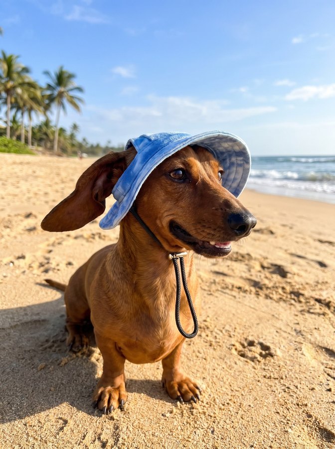 Dog bucket hat in blue tie-dye